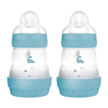 MAM Easy Start Self Sterilising Anti-Colic Baby Bottle 2 Pack (2 x160 ml) MAM Baby Bottles with Slow Flow MAM Teats Size 1 Newborn Essentials Blue (Designs May Vary)